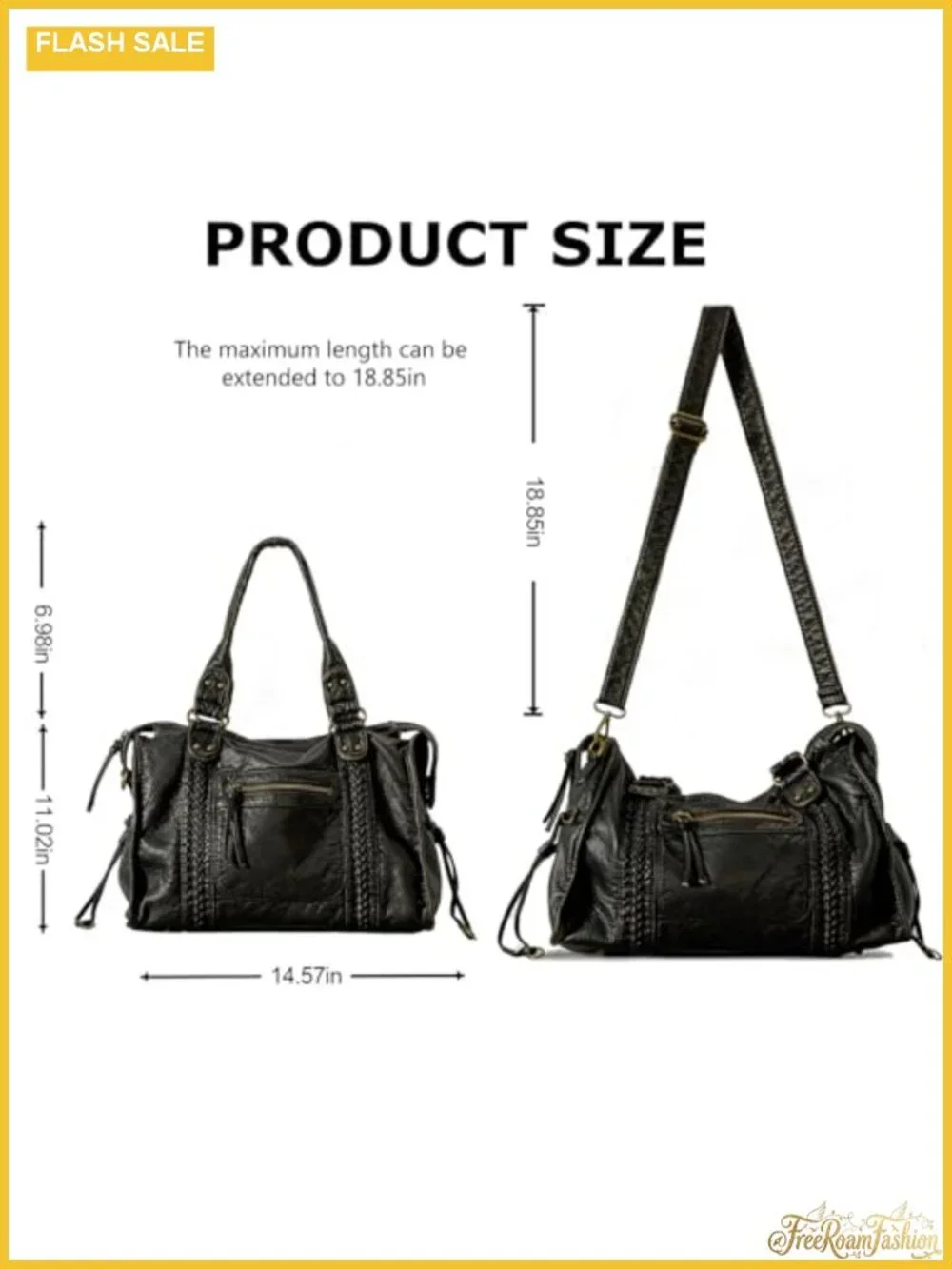Vegan Leather Tote Hobo Bag Y2K Grunge Washed Purse Slouchy Shoulder Crossbody